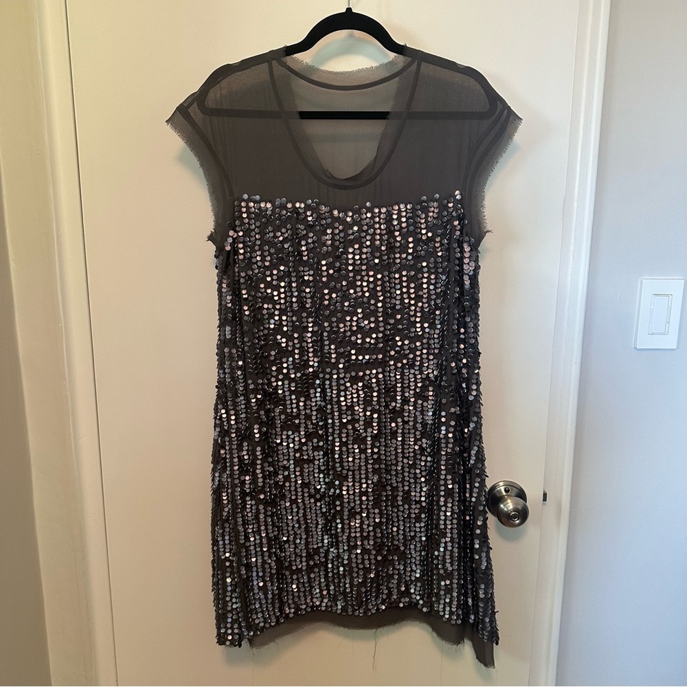 Madison Marcus Black and Silver Sequin Mini Dress